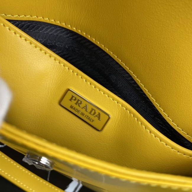 Prada Cleo brushed leather shoulder bag with flap 1BD311 yellow