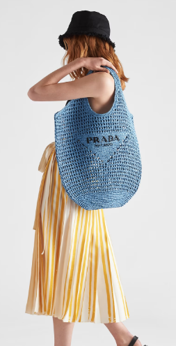 Prada Crochet tote bag 1BG424 light blue