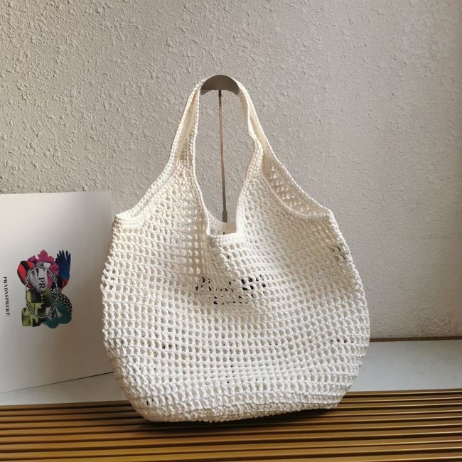 Prada Crochet tote bag 1BG424 white