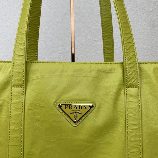 Prada Medium antiqued nappa leather tote bag 1BG587 yellow