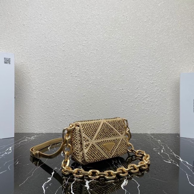 Prada Satin mini-bag with crystals 1BD329 Platinum