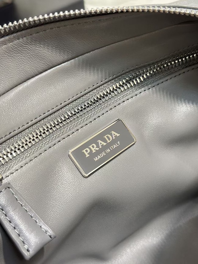 Prada Antique nappa leather multi-pocket top-handle bag 1BB099 gray