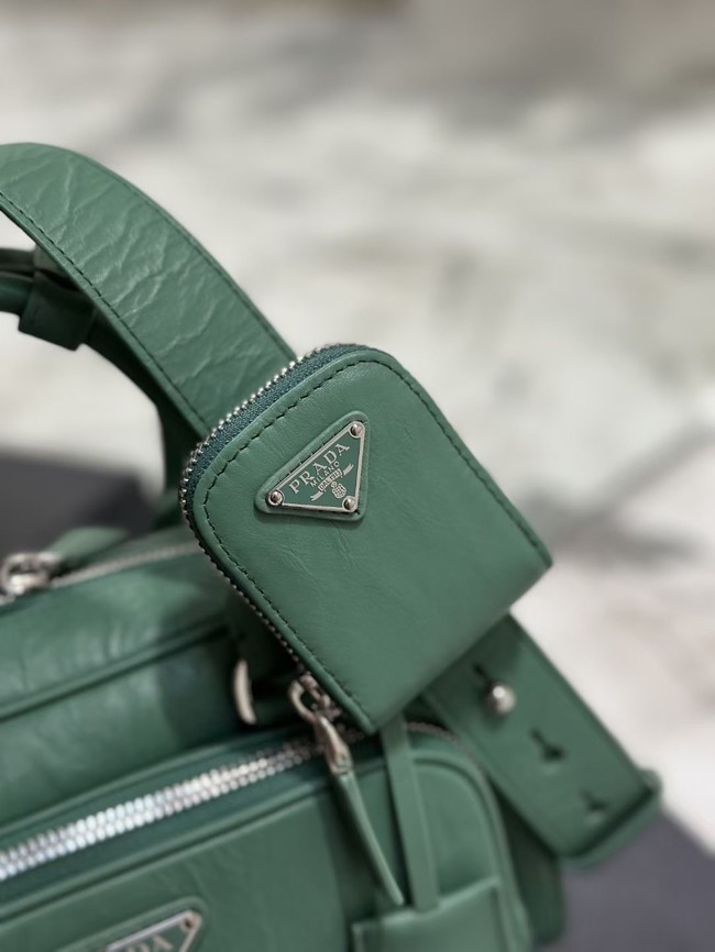 Prada Antique nappa leather multi-pocket top-handle bag 1BB099 green