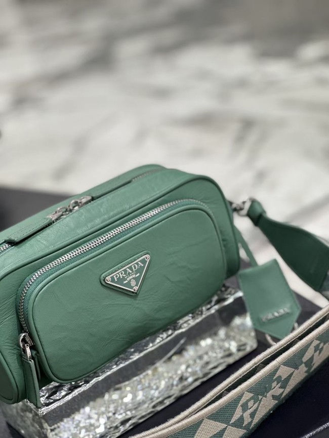 Prada Leather shoulder bag 1BH98 green