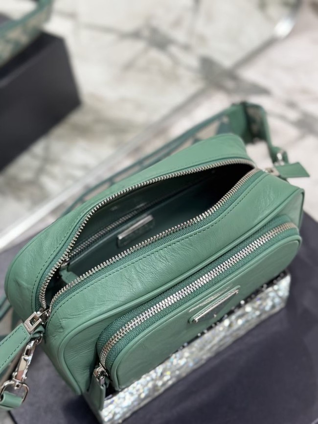 Prada Leather shoulder bag 1BH98 green