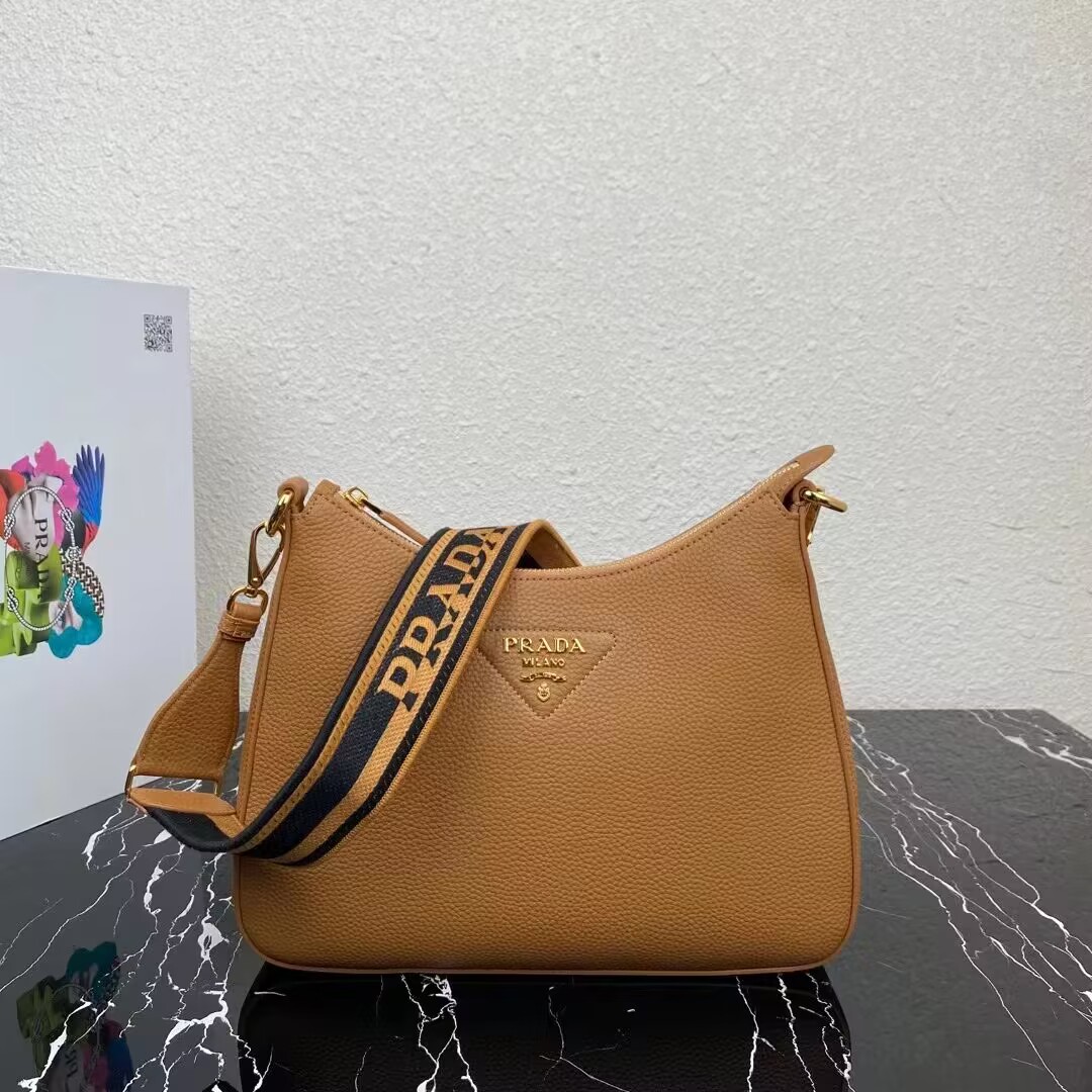 Prada Leather shoulder bag 1BC178 Caramel