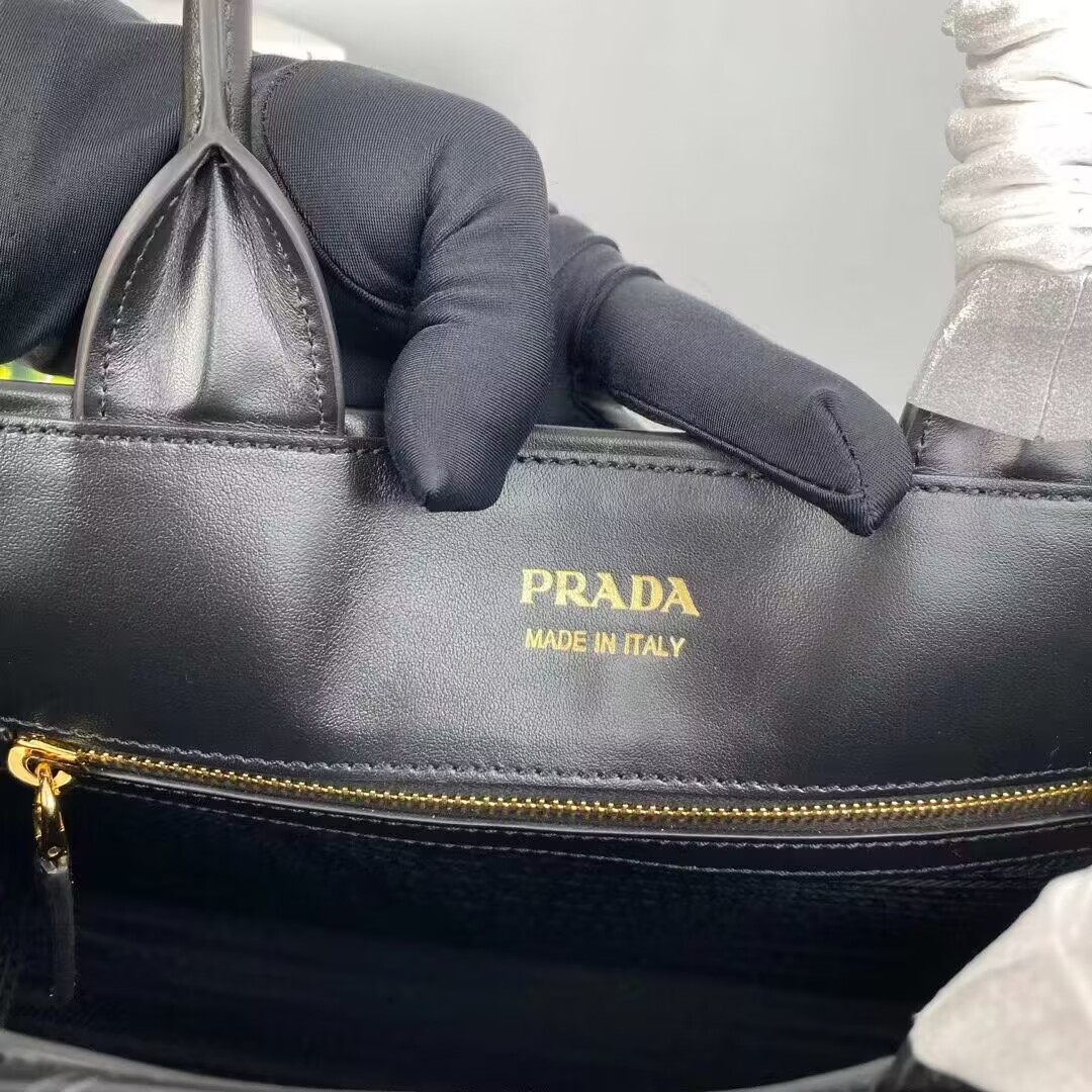 Medium leather Prada Symbole bag with topstitching 1BA378 black