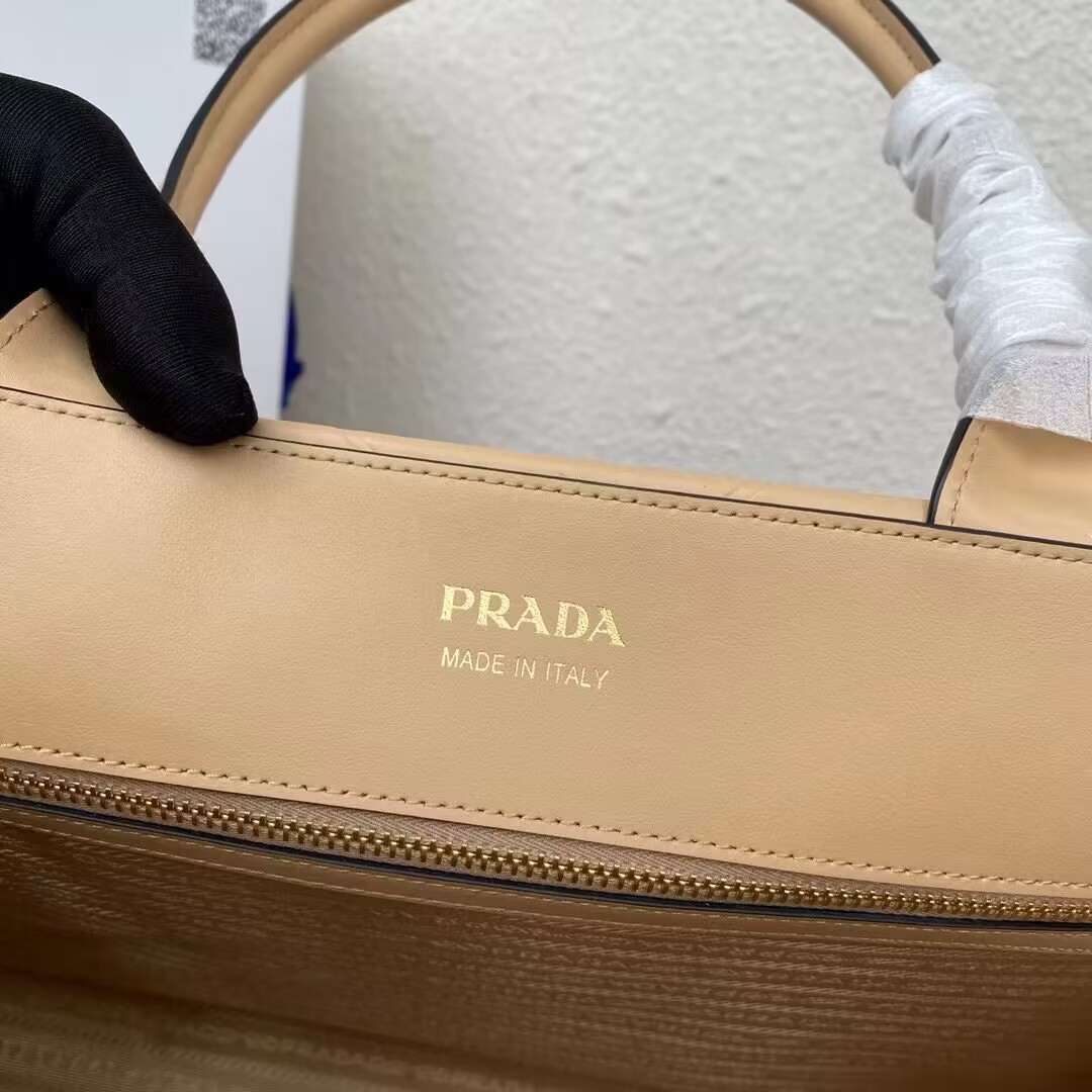 Prada Large leather Prada Symbole bag with topstitching 1BA377 Sand Beige