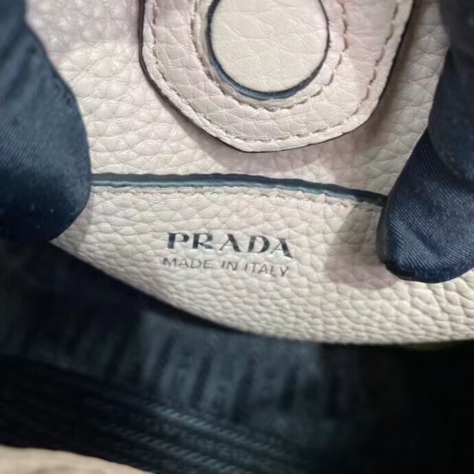 Prada Leather mini shoulder bag 1BH191 Clay Grey