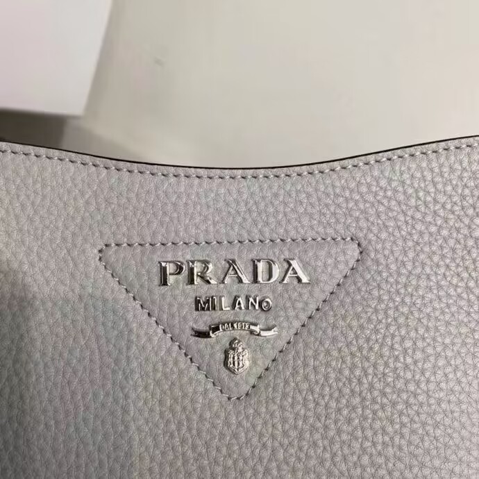 Prada Leather mini shoulder bag 1BH191 Grey