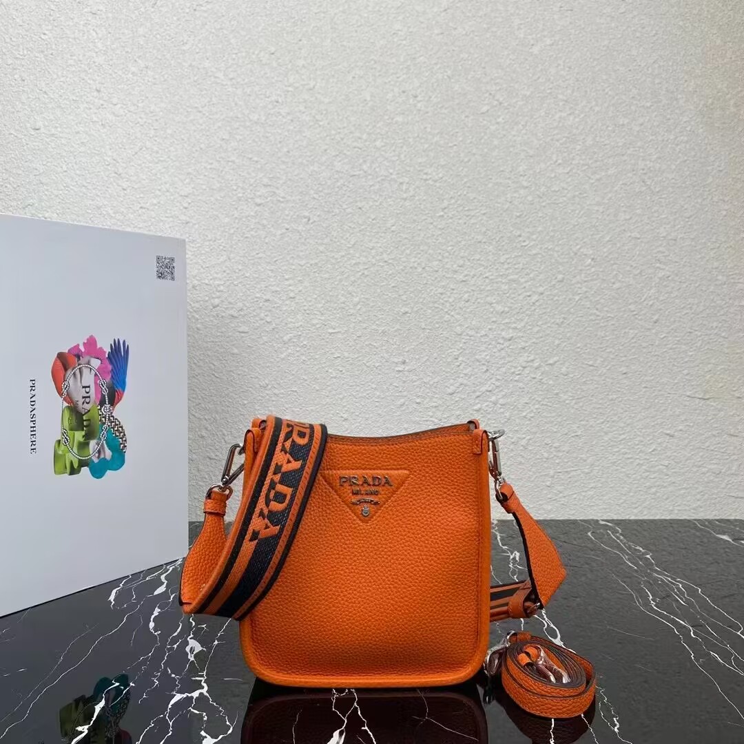 Prada Leather mini shoulder bag 1BH191 Papaya