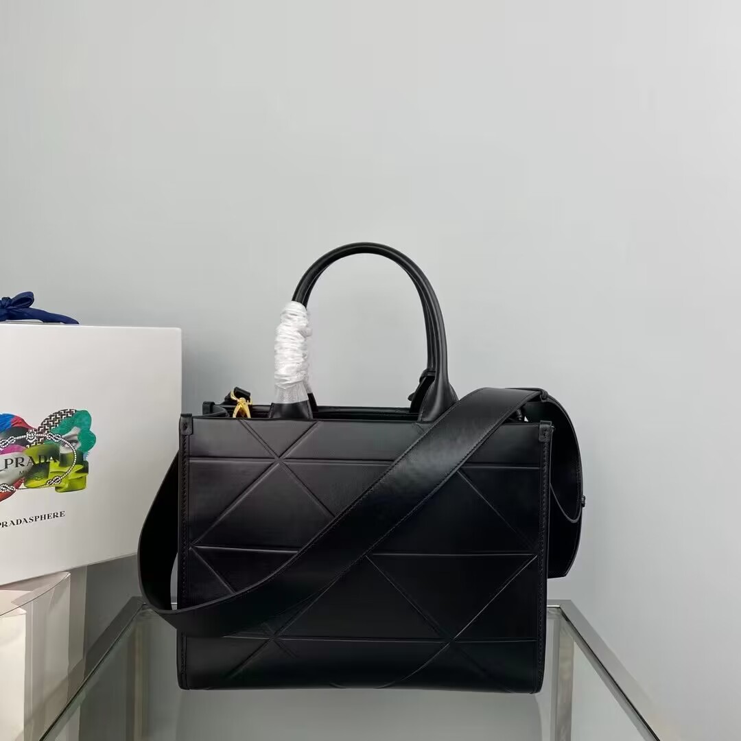 Small leather Prada Symbole bag with topstitching 1HH039 black