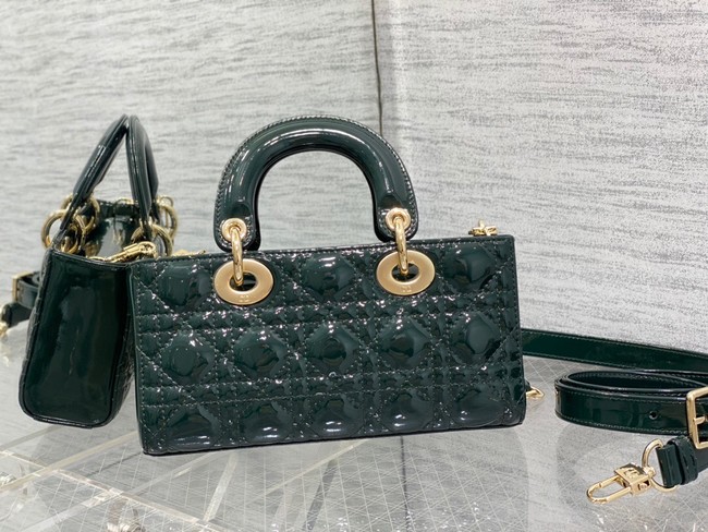 Dior SMALL LADY D-JOY BAG Patent Cannage Calfskin M0613OW blackish green