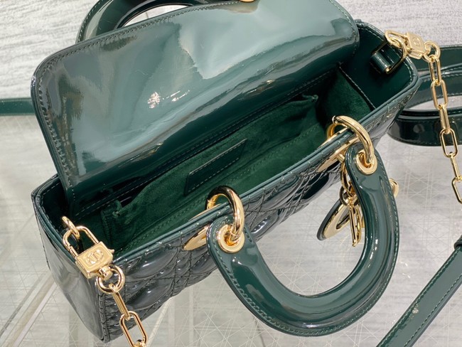 Dior SMALL LADY D-JOY BAG Patent Cannage Calfskin M0613OW blackish green