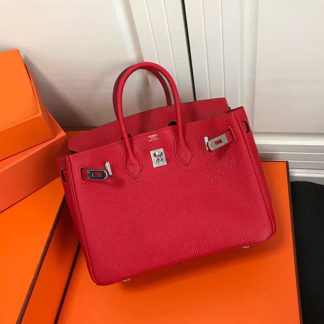 Hermes original Toge Leather HB35O red&silver Metal