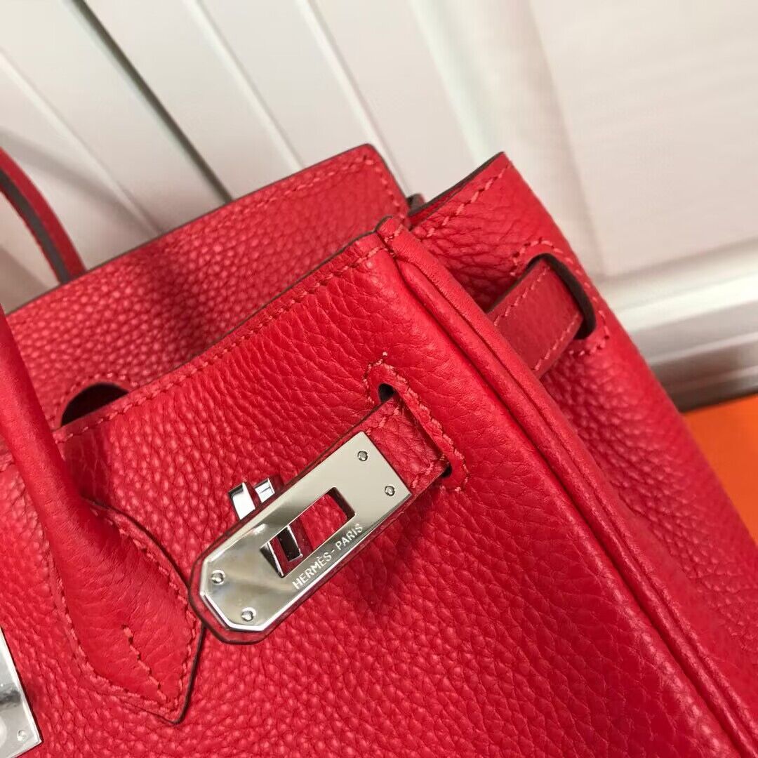 Hermes original Toge Leather HB35O red&silver Metal