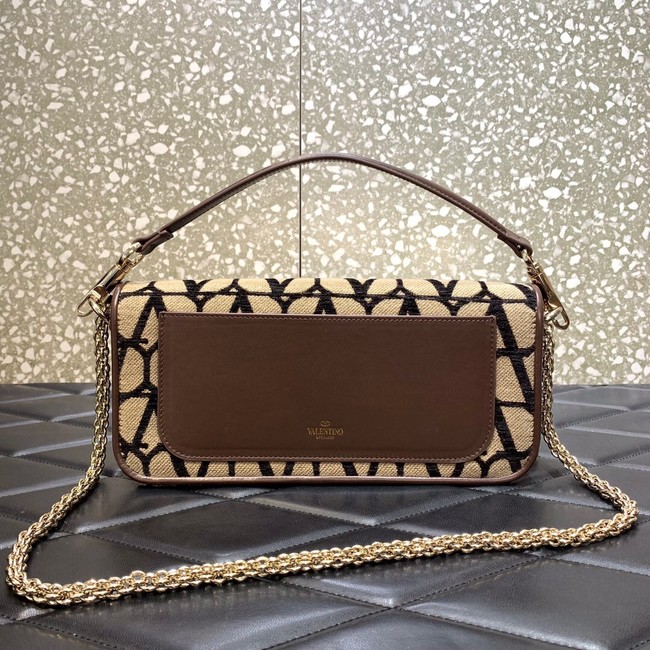 VALENTINO V-logo LOCO sheepskin and fabric handbag 0L96 black