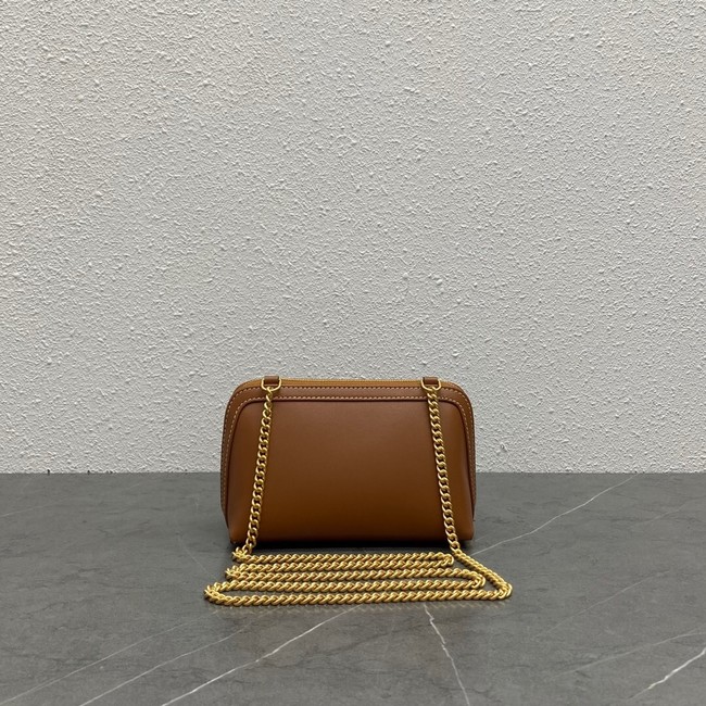 Celine CLUTCH WITH CHAIN IN TRIOMPHE LAMBSKIN 100382 TAN