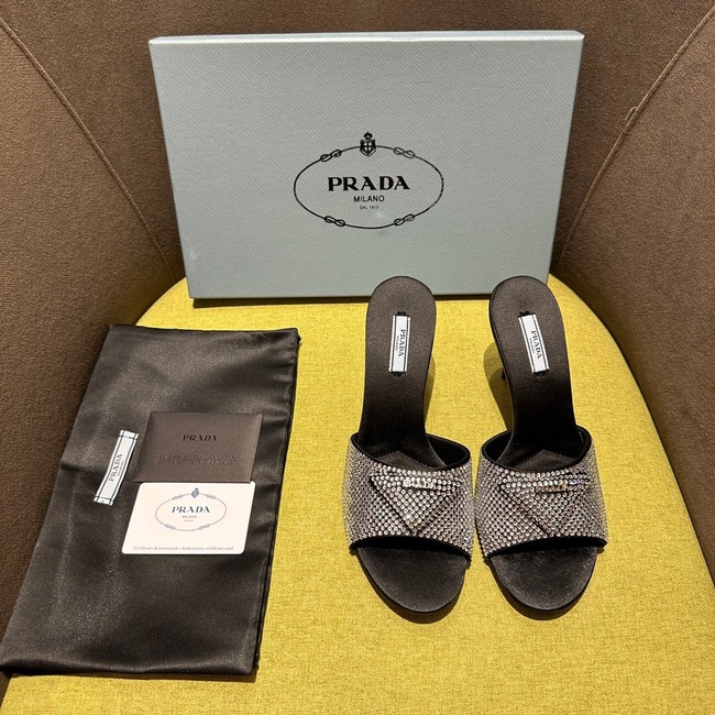 Prada High-heeled satin slides with crystals 93509-1