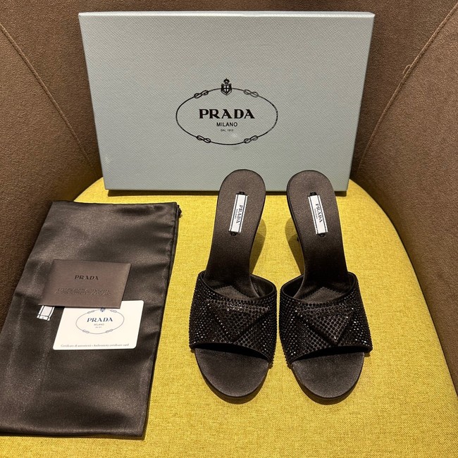 Prada High-heeled satin slides with crystals 93509-2