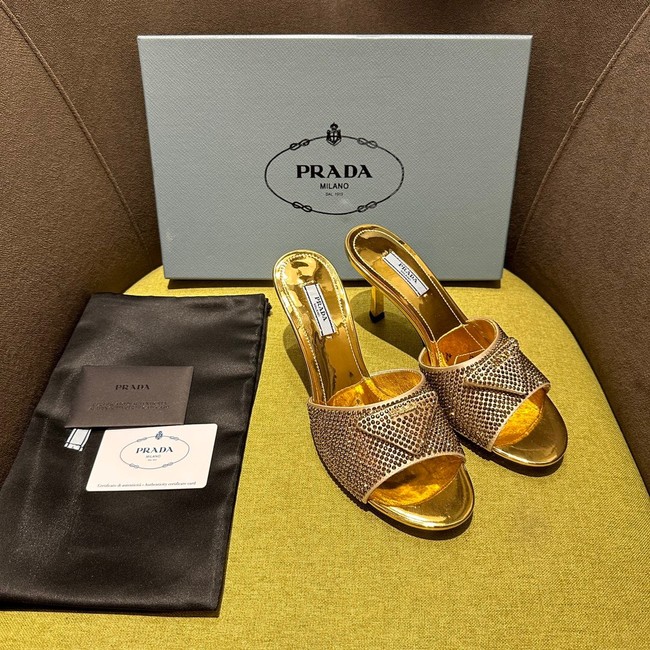 Prada High-heeled satin slides with crystals 93509-3