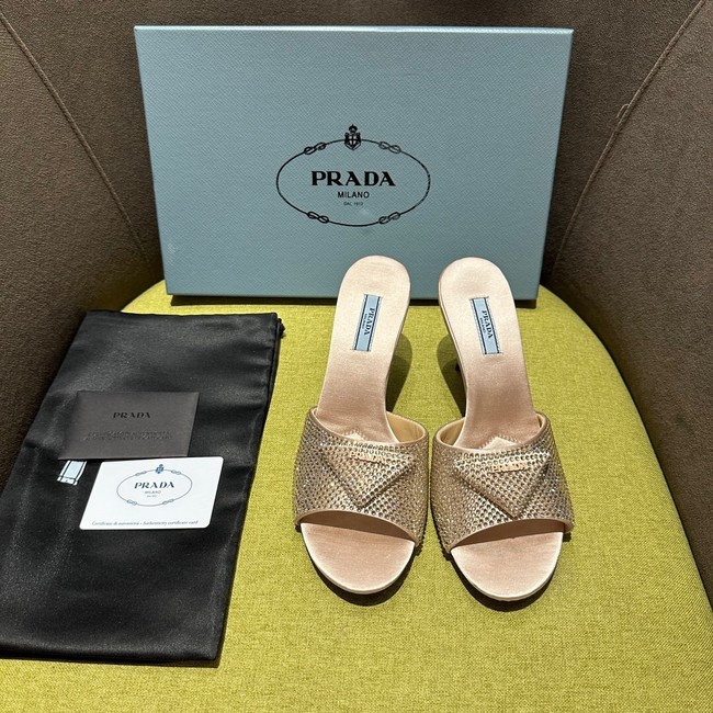 Prada High-heeled satin slides with crystals 93509-4