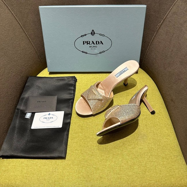 Prada High-heeled satin slides with crystals 93509-4