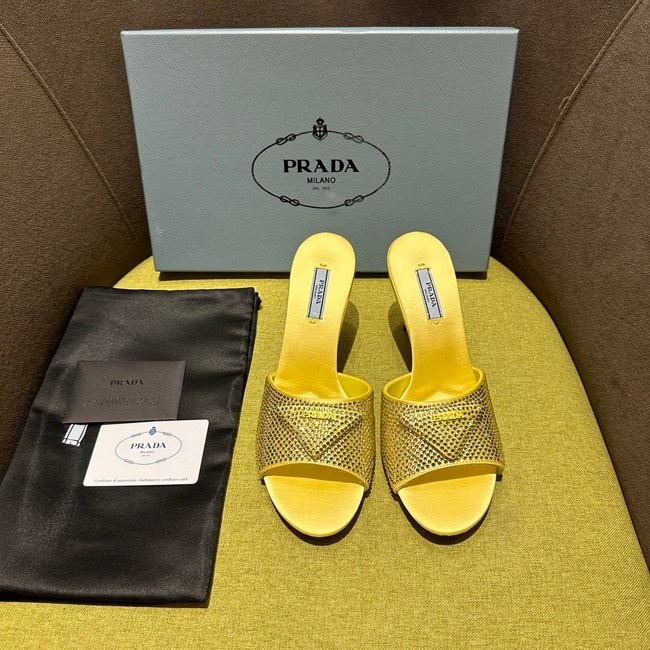 Prada High-heeled satin slides with crystals 93509-5