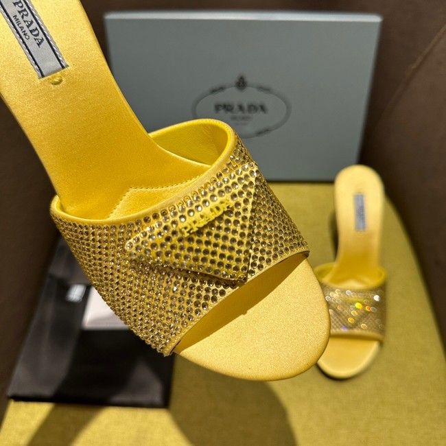 Prada High-heeled satin slides with crystals 93509-5