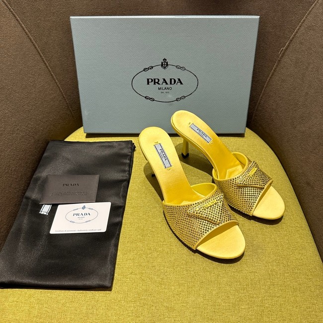 Prada High-heeled satin slides with crystals 93509-5