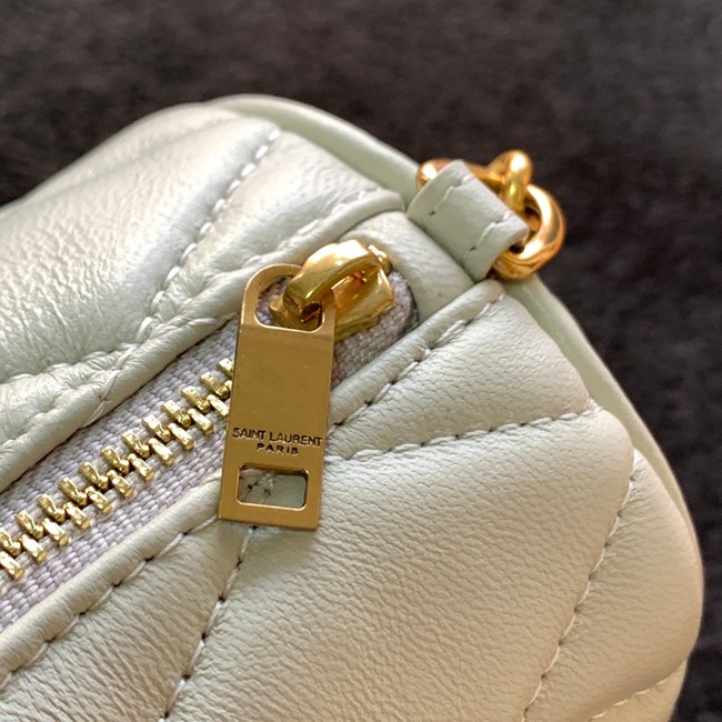 SAINT LAURENT SADE MINI TUBE BAG IN QUILTED LAMBSKIN 699703 VINTAGE WHITE