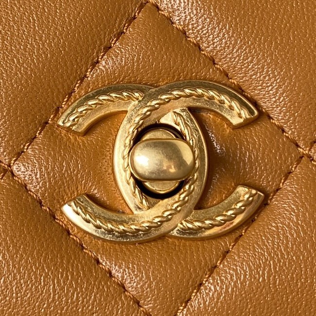 Chanel SMALL FLAP BAG WITH TOP HANDLE AS4232 brown