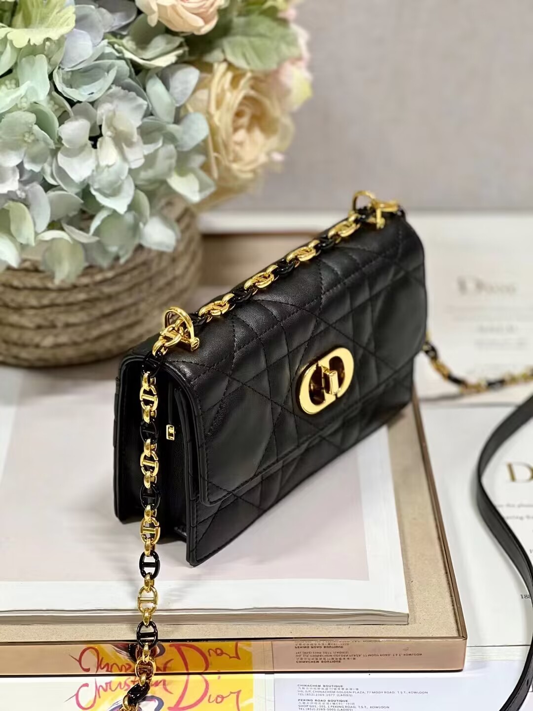 Dior MISS CARO MINI BAG Macrocannage Lambskin S5169UD BLACK