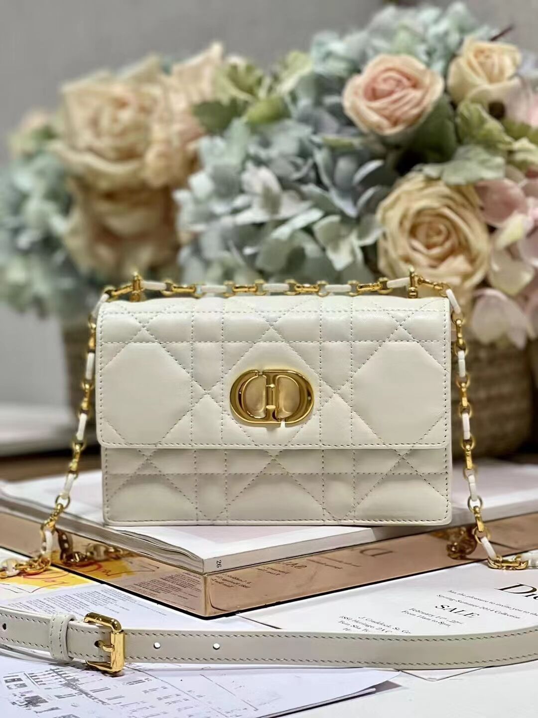 Dior MISS CARO MINI BAG Macrocannage Lambskin S5169UD Latte