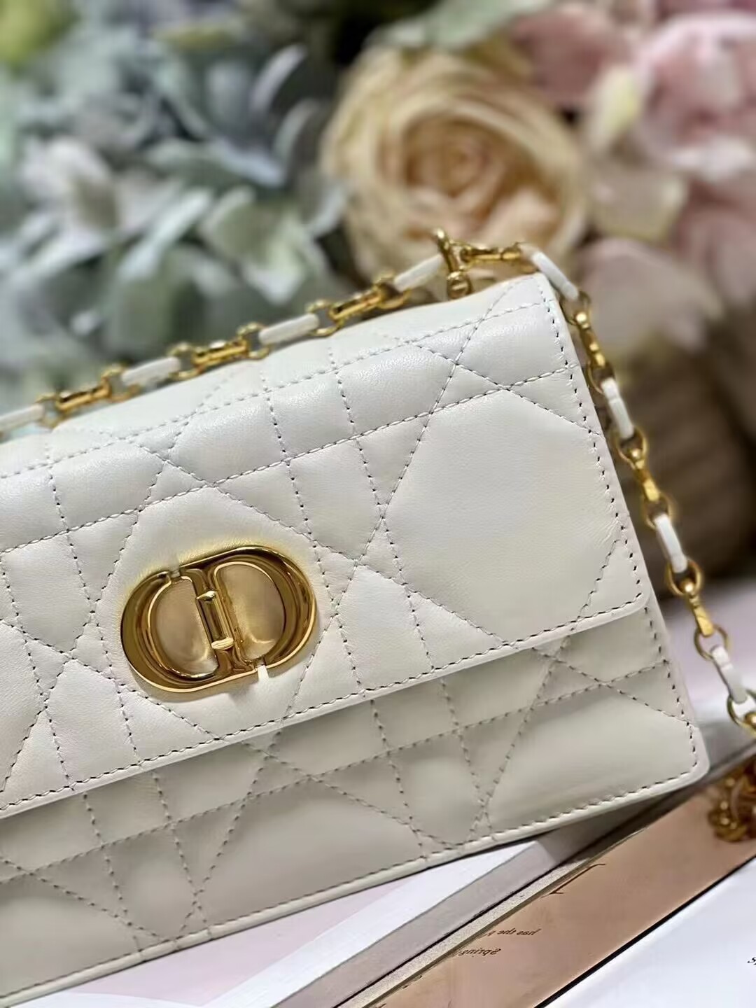 Dior MISS CARO MINI BAG Macrocannage Lambskin S5169UD Latte