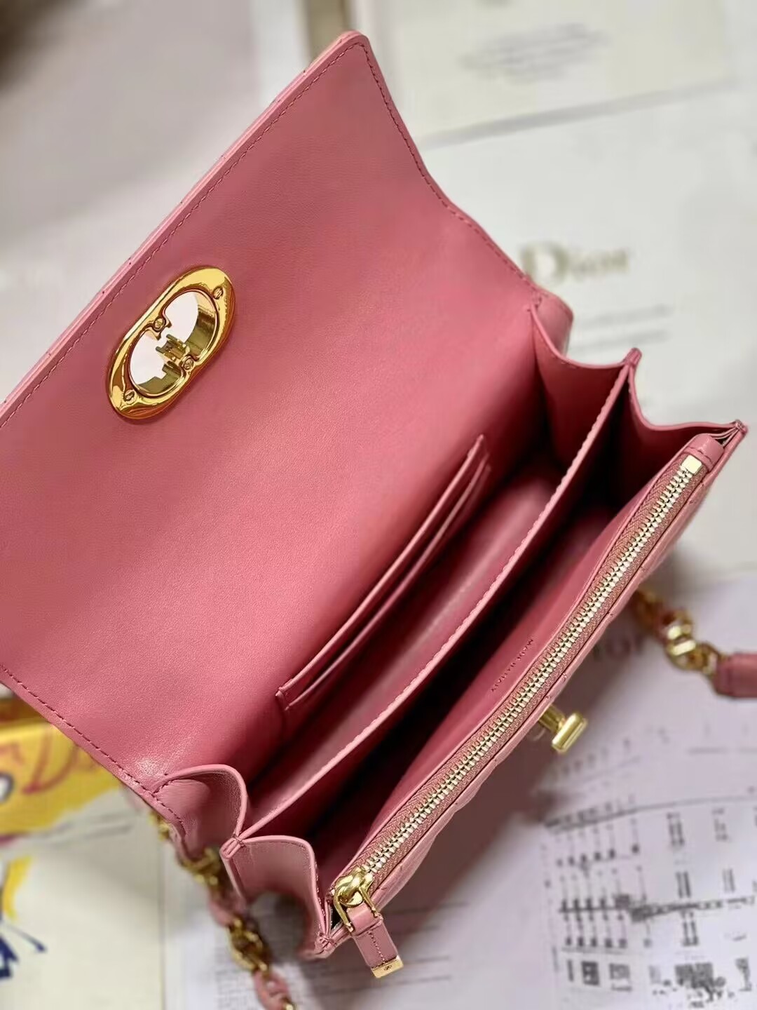 Dior MISS CARO MINI BAG Macrocannage Lambskin S5169UD PINK