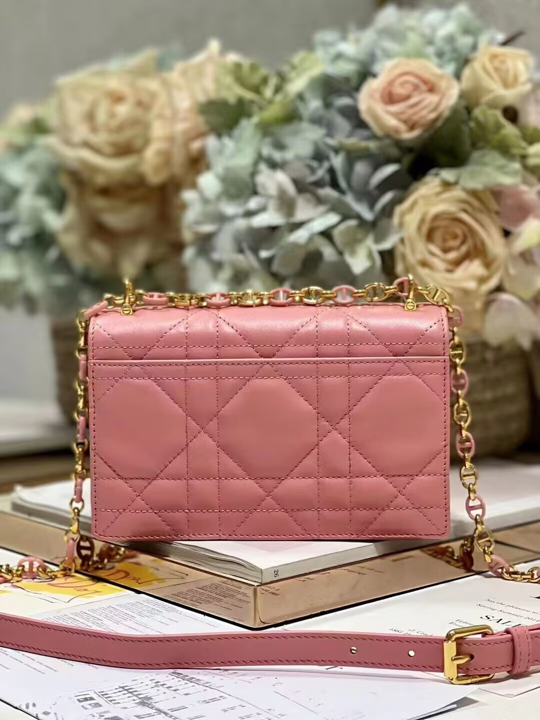 Dior MISS CARO MINI BAG Macrocannage Lambskin S5169UD PINK