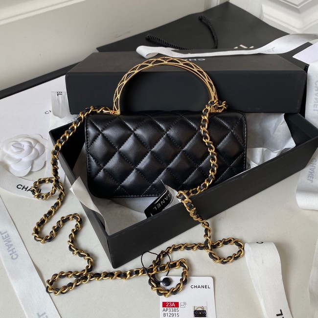 Chanel MINI FLAP BAG WITH TOP HANDLE AP3385 black