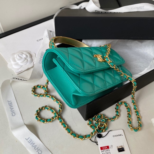 Chanel MINI FLAP BAG WITH TOP HANDLE AP3385 green