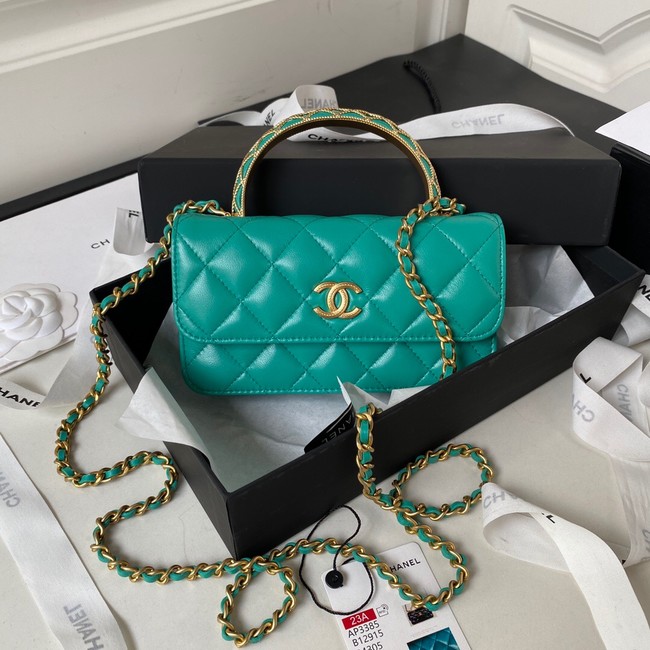 Chanel MINI FLAP BAG WITH TOP HANDLE AP3385 green