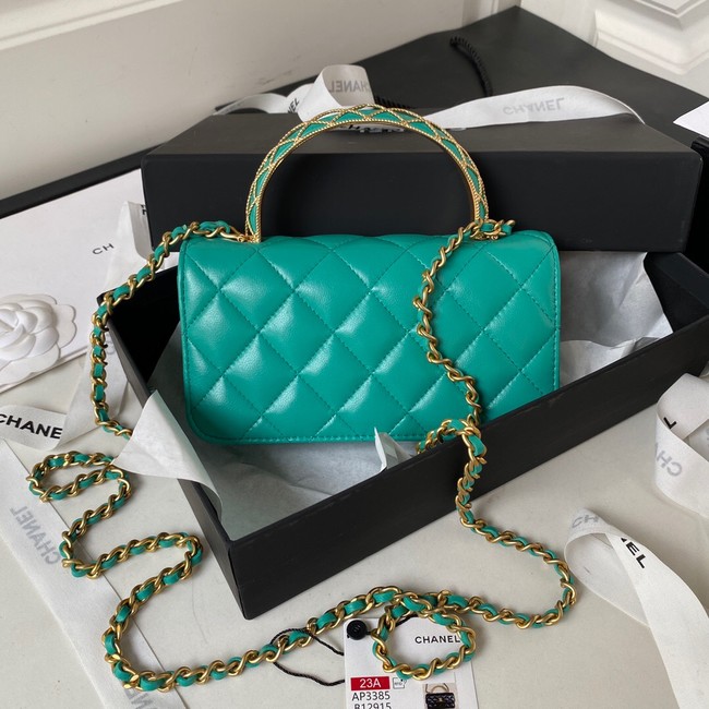 Chanel MINI FLAP BAG WITH TOP HANDLE AP3385 green