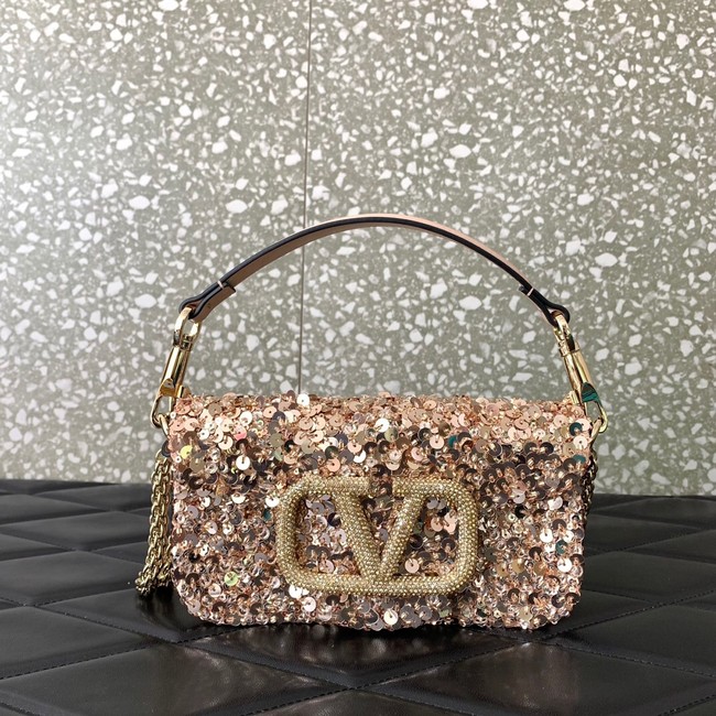 VALENTINO V-logo MINI LOCO sequin and leather bag WA0K53-1