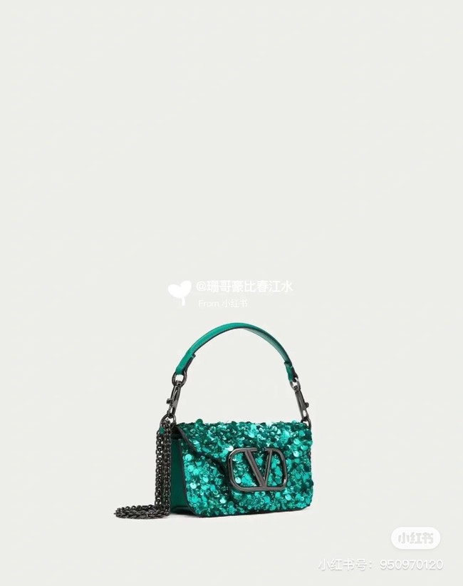VALENTINO V-logo MINI LOCO sequin and leather bag WA0K53-3