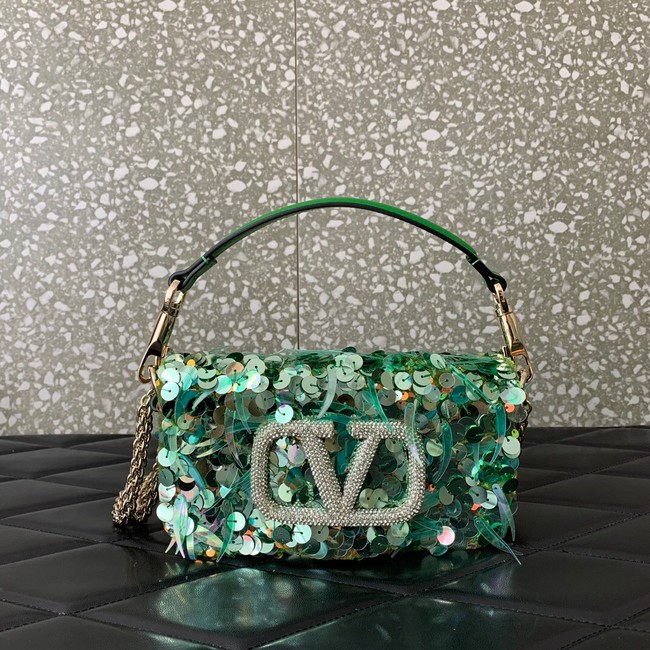 VALENTINO V-logo MINI LOCO sequin and leather bag WA0K53-4