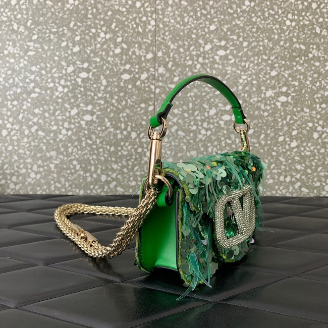 VALENTINO V-logo MINI LOCO sequin and leather bag WA0K53-4