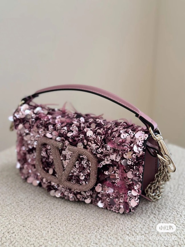 VALENTINO V-logo MINI LOCO sequin and leather bag WA0K53-5