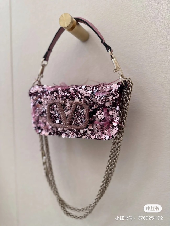 VALENTINO V-logo MINI LOCO sequin and leather bag WA0K53-5