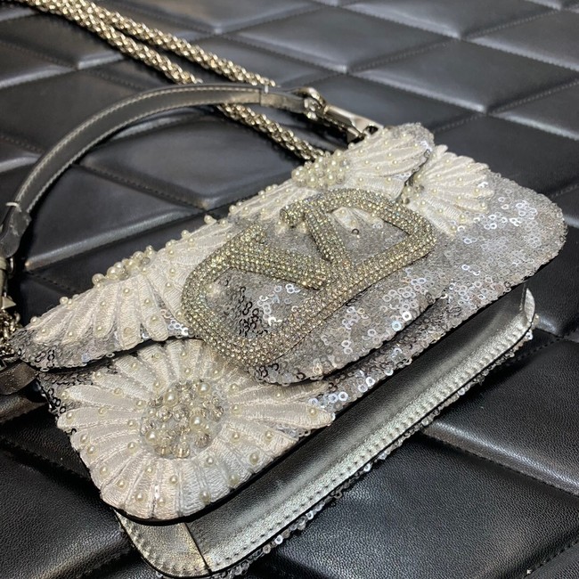 VALENTINO V-logo MINI LOCO sequin and leather bag WA0K53-6