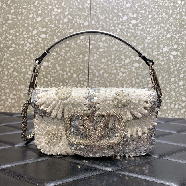 VALENTINO V-logo MINI LOCO sequin and leather bag WA0K53-6