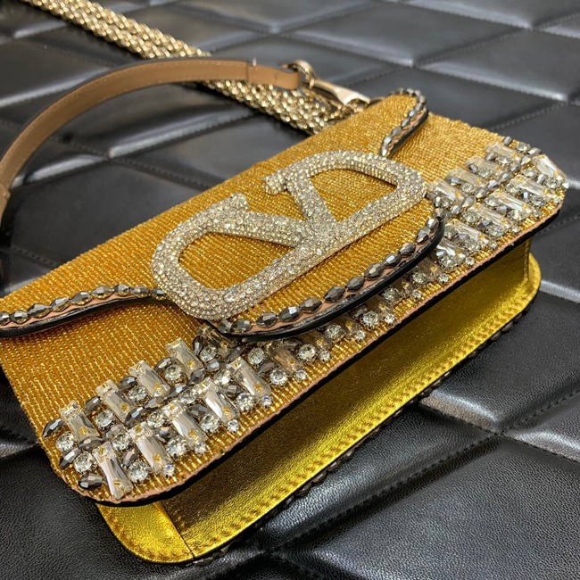 FENDI Baguette Mini Re-Edition bag beads 8BS017A gold